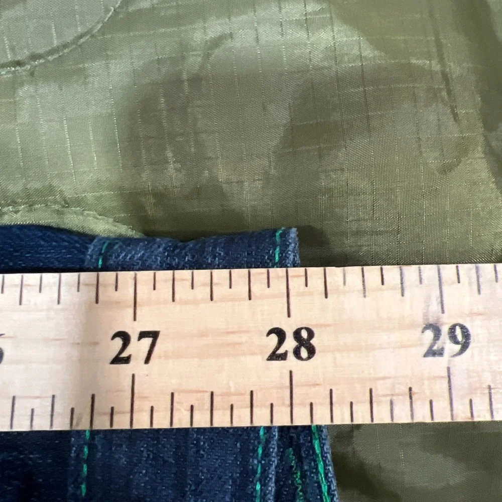 NBN Gear Men 40 Baggy Denim Shorts Y2K Jorts Green Stitch Raw String  X-TREME